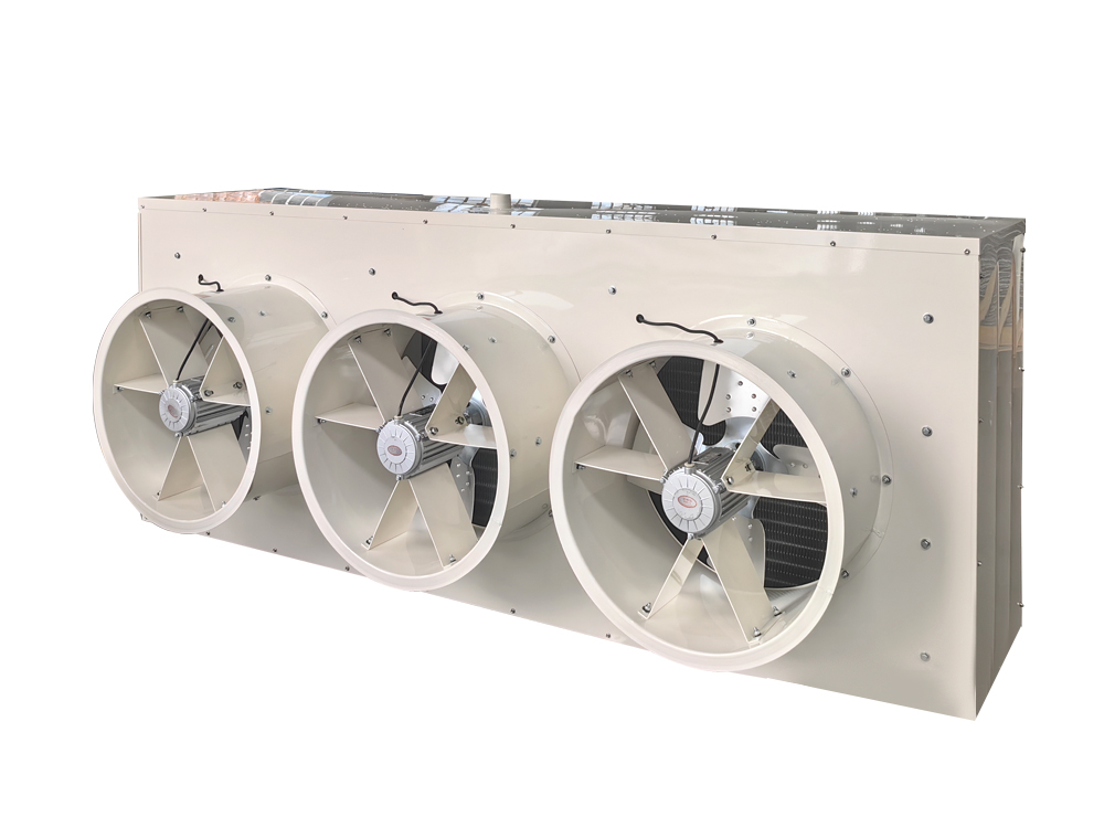 Water defrost duct air cooler (three-fans)